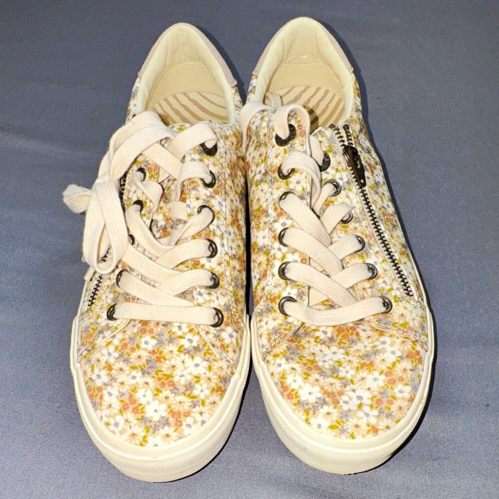 Taos ZSCUL Floral Low Top Sneakers Lace-Up Side Zip Comfort Casual